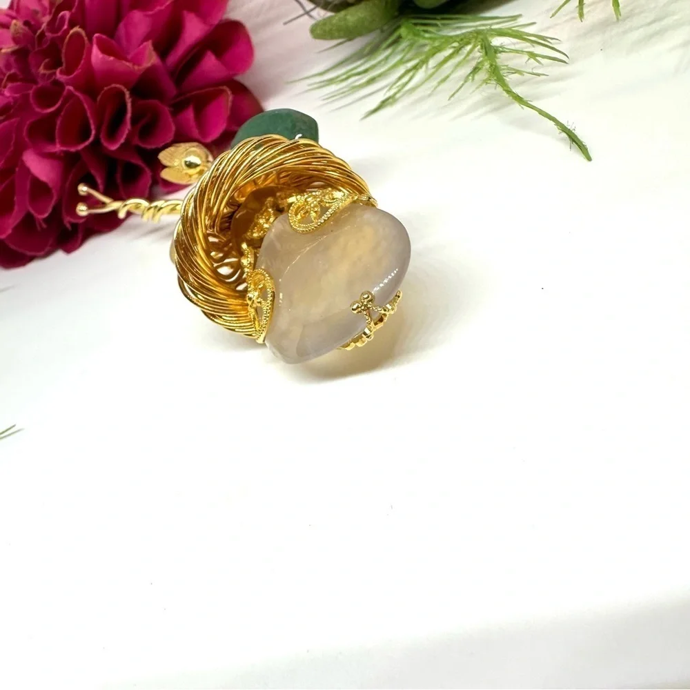 VINTAGE⚜️RARE ALICE CAVINESS Gemstone Floral Brooch